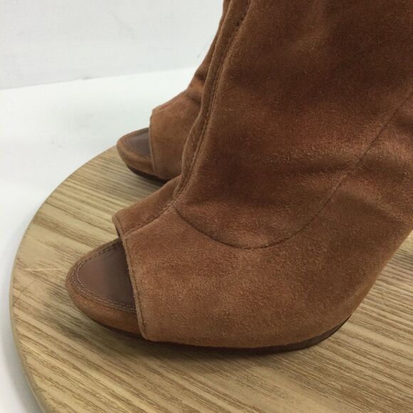 Diane von Furstenberg Womens Suede Open Toe Dress Bootie Brown Size US 8M - Picture 4 of 12